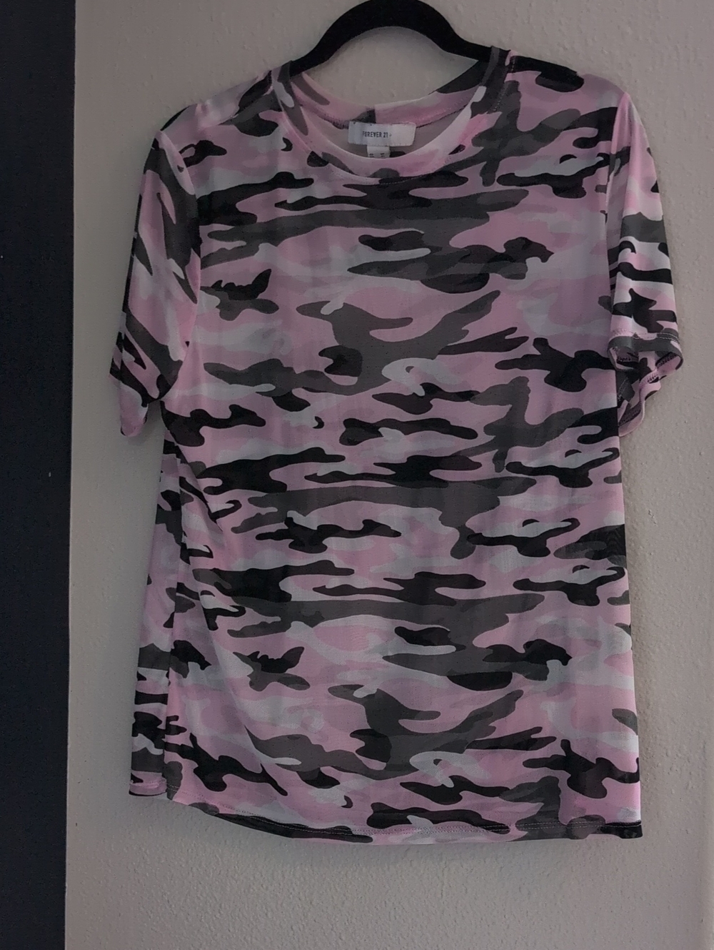 Forever 21 Pink and Black Camo Tee